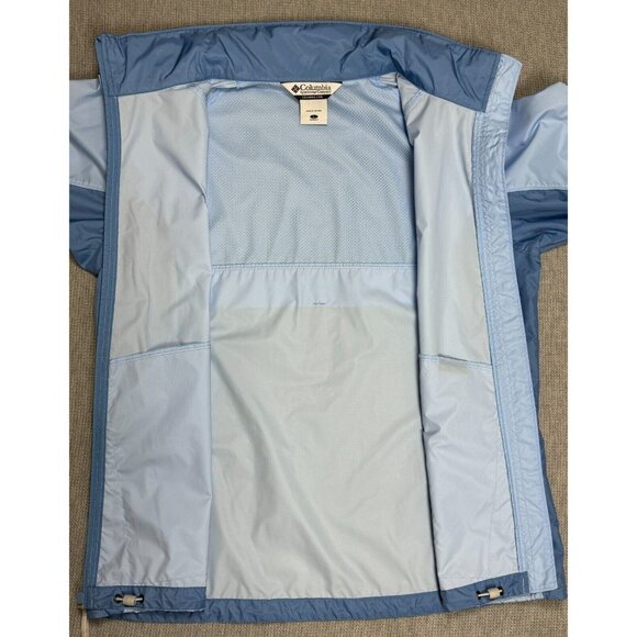 Columbia Womens Blue Windbreaker Jacket Size L Zip Water-Resistant Stowed Hood - Picture 4 of 16